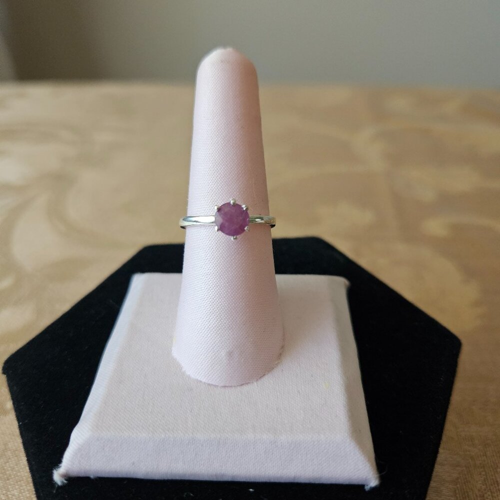 Sterling Silver Ruby Solitaire Ring - image 1